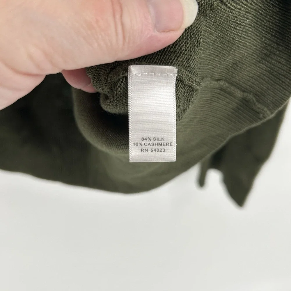 Banana Republic Luxury Blend Sweater Mens XL Olive Silk Cashmere V Neck Office